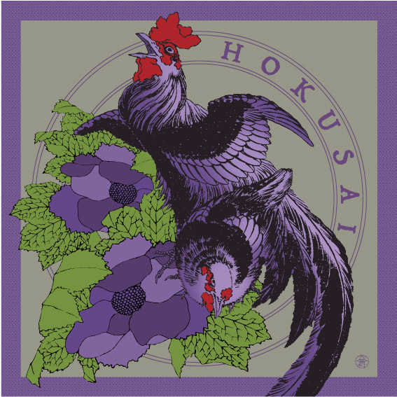 1.牡丹鶏シリーズ風呂敷・紫